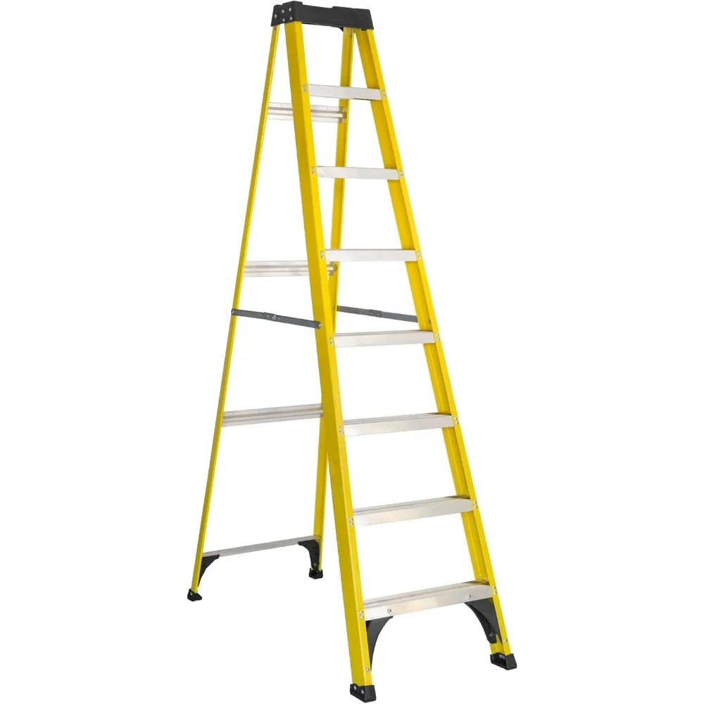 8' Fiberglass Step Ladder, 12' Reach, 250 lbs Load Capacity