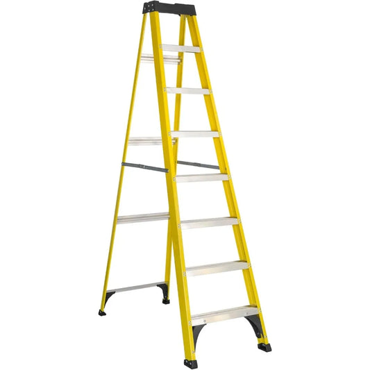 8' Fiberglass Step Ladder, 12' Reach, 250 lbs Load Capacity