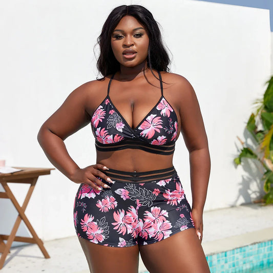 2025 New Women Bikinis Set Swimsuit Swimwear  Plus Size Push Up  Large Big Floral Swimming Suits Beachwear Bathing Suits