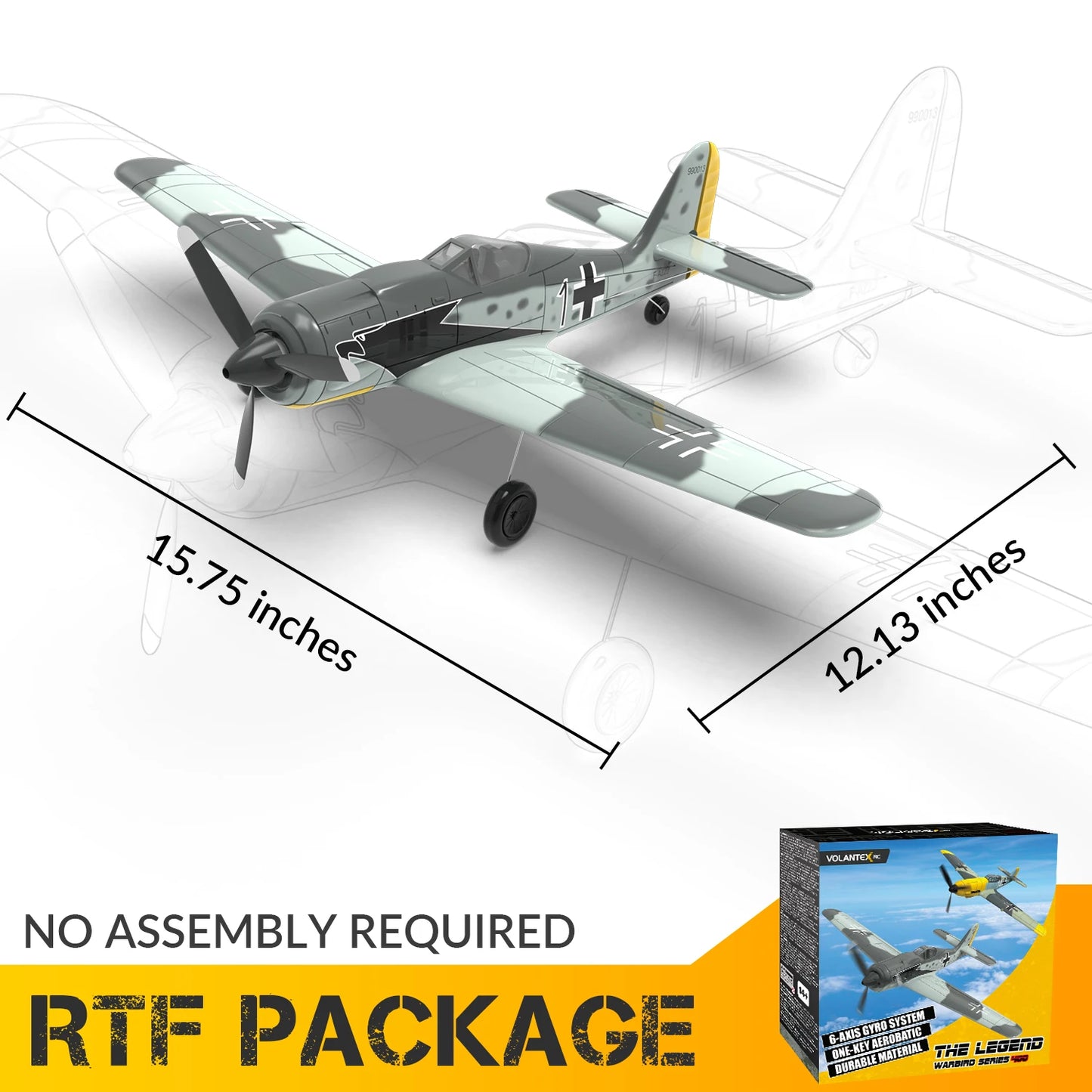 Volantex RC Planes for Adults,4-CH FW190 Fighter RC Airplane,One-Key Aerobatic, Stable and Safe,Suitable for Outdoor Activity