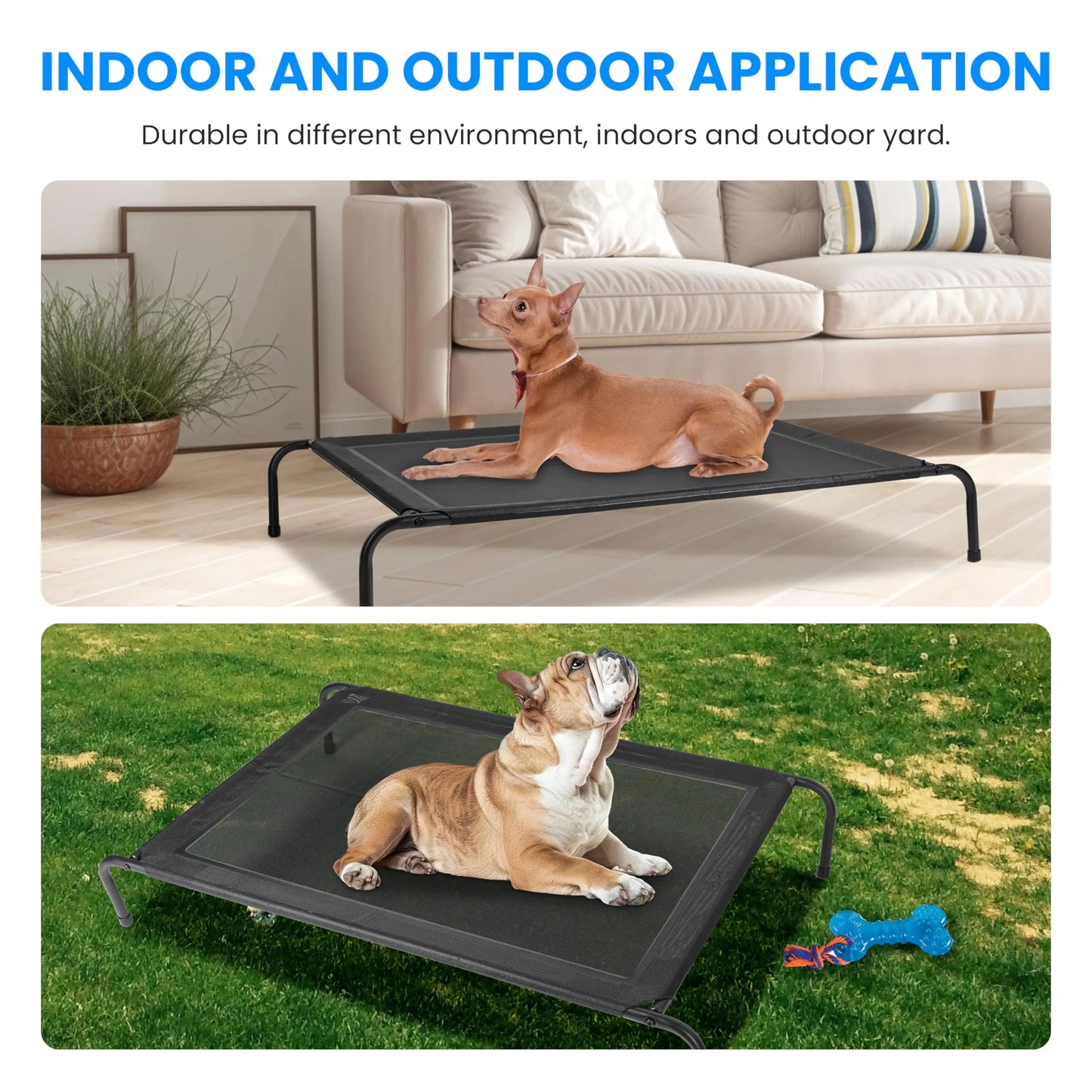 Cooling Elevated Dog Bed Outdoor Raised Portable Dog Cot Beds No-Slip Feet Durable Portable Pet Hammock Bed,