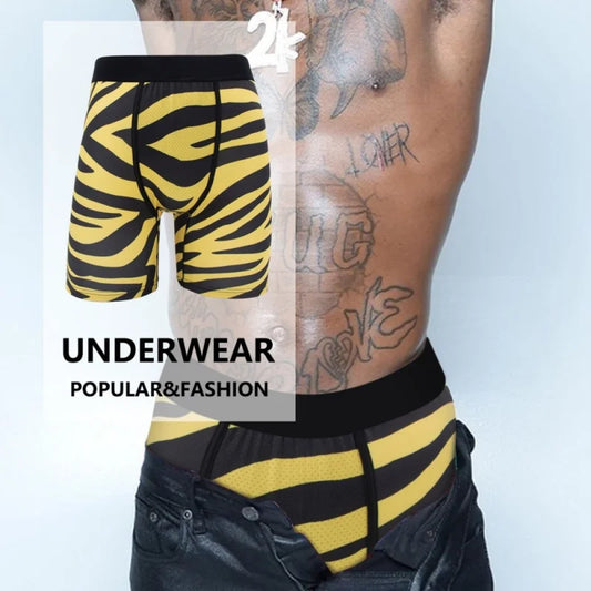 5Pcs Fashion Print Men Underwear Boxer Cueca Man Panties Lingerie Men Underpants Boxershorts Trunks Plus Size XL-5XL Men's Boxer