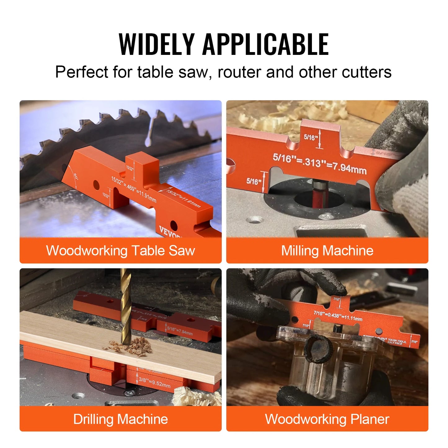 SucceBuy Router Table Setup Bars 14pcs Precision Aluminum Setup Blocks HeightGauge Set for Measuring Router able Saw Accessories