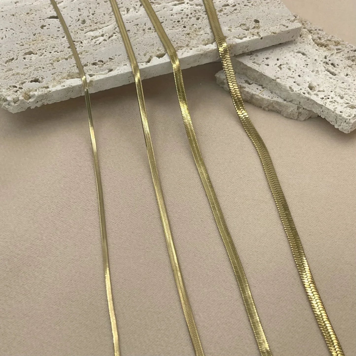 Minimalist Unisex Snake Chain Necklace Stainless Steel Gold