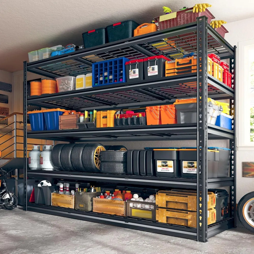 55" W Garage Shelving 3000LBS, 5-Tier Adjustable Metal Shelves for Basement, Warehouse & Workshop