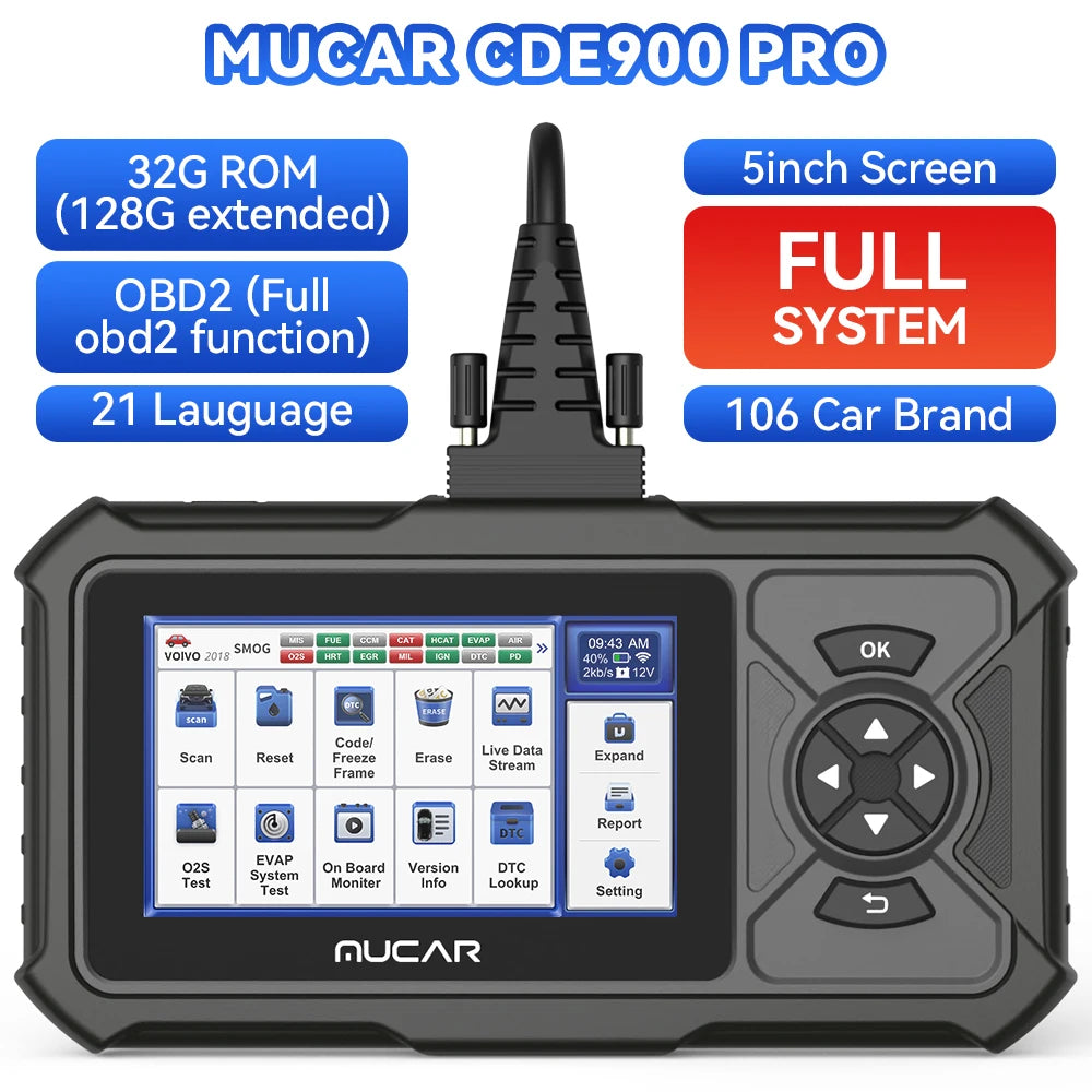 Mucar CDE900 Pro OBD2 Scanner Automotive Obd 2 Car Diagnostic Tools Car Fault Code Reader Support Full System Diagnosis 28 Reset