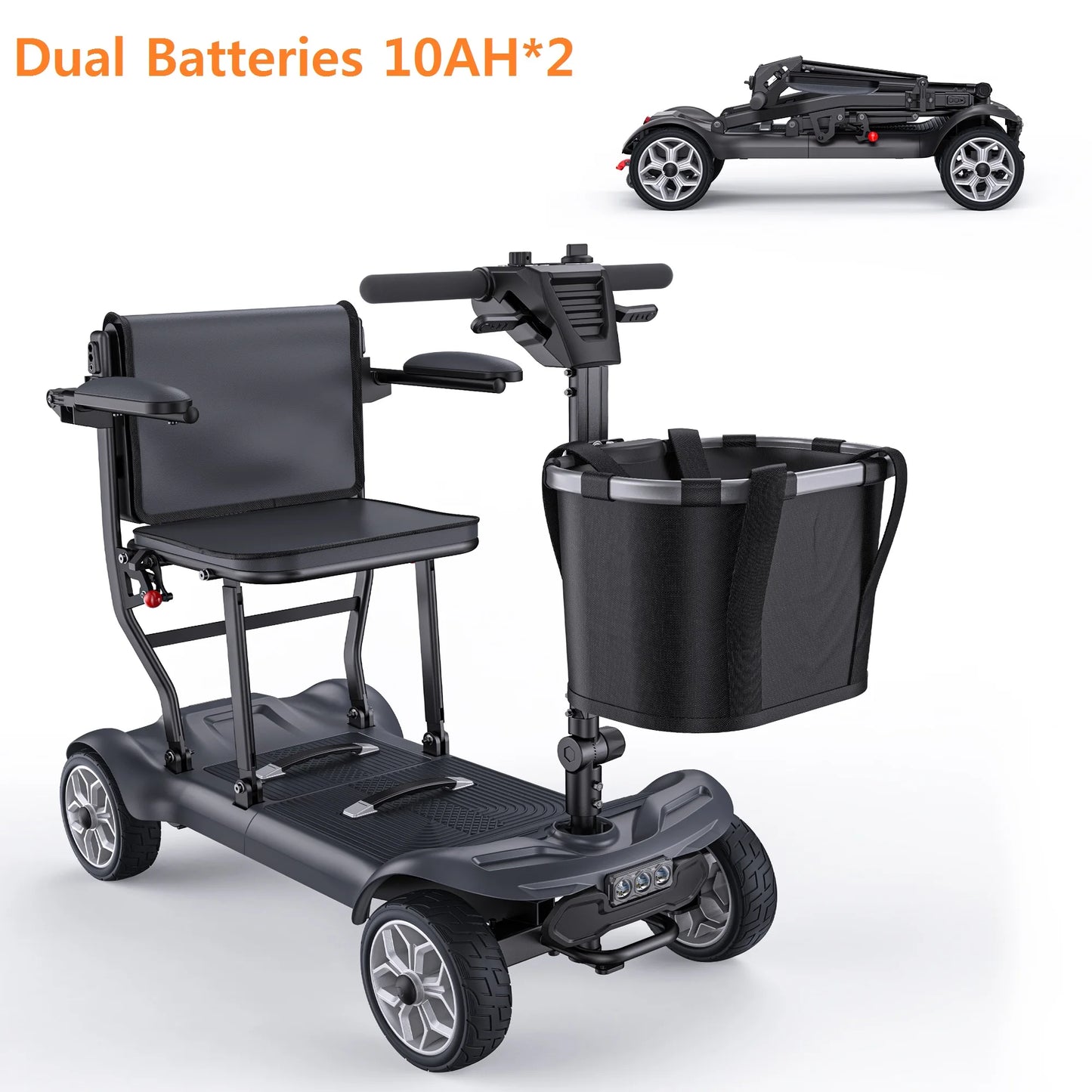 ENGWE Electric Mobility Scooter, 270W Motor, 10AH*2 Dual Batteries, Aluminum Alloy Frame Folding Design For Adults And Seniors
