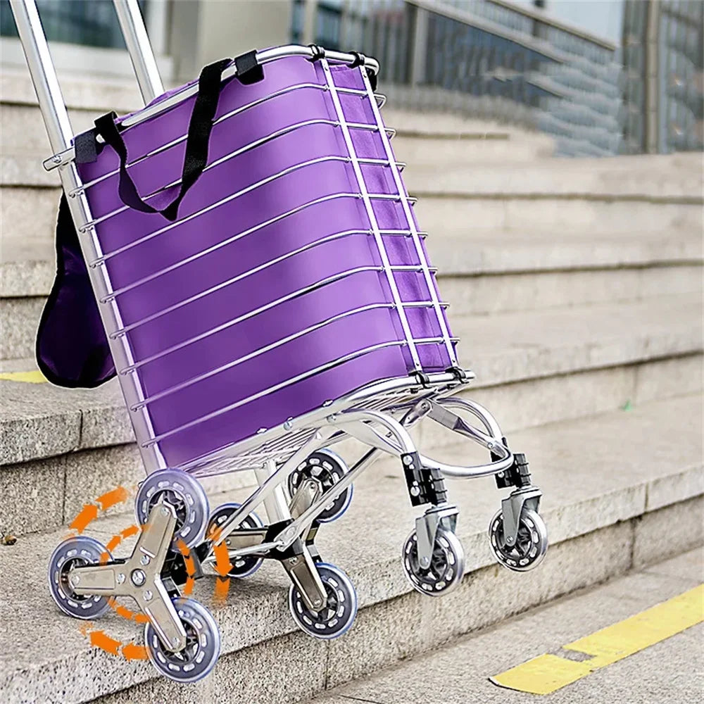 35L Folding Shopping Cart Stair Climber Shopping Cart Grocery Cart on Wheels