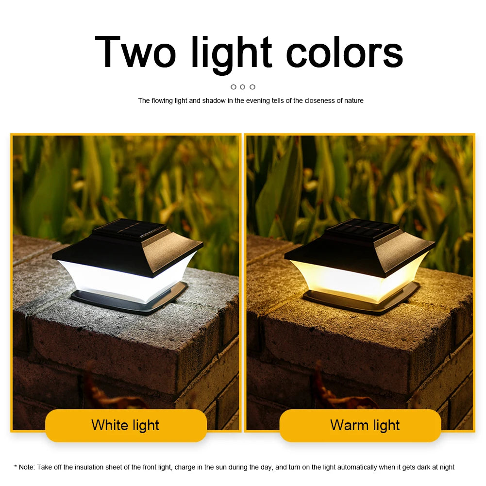 Solar Post Cap Light LED Fence Light Waterproof Solar Powered Post Light Decorative Garden Lamp for Garden Patio Porch