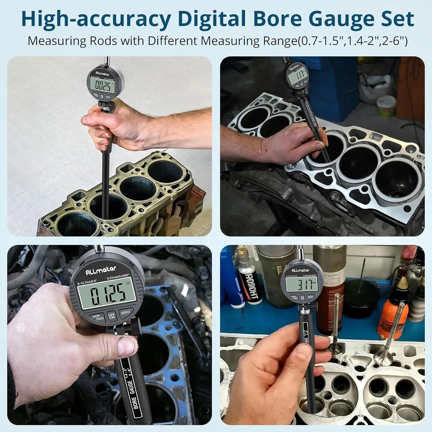Digital Bore Indicator 0.0005" Accuracy 0.7"-6" Engine Cylinder Gauge Automotive Machinist Tools