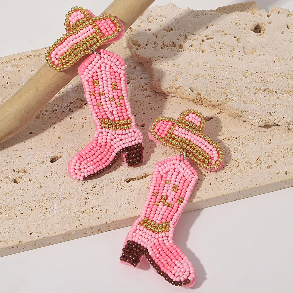 AENSOA Bohemian Starfish Seed Bead Drop Earrings Women