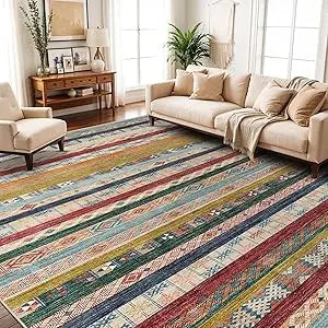 Washable Modern Area Rug: 10x14 Large Geometric Area Rugs for Living Room & Bedroom with Non-Slip Backing Modern Geometric Carpe