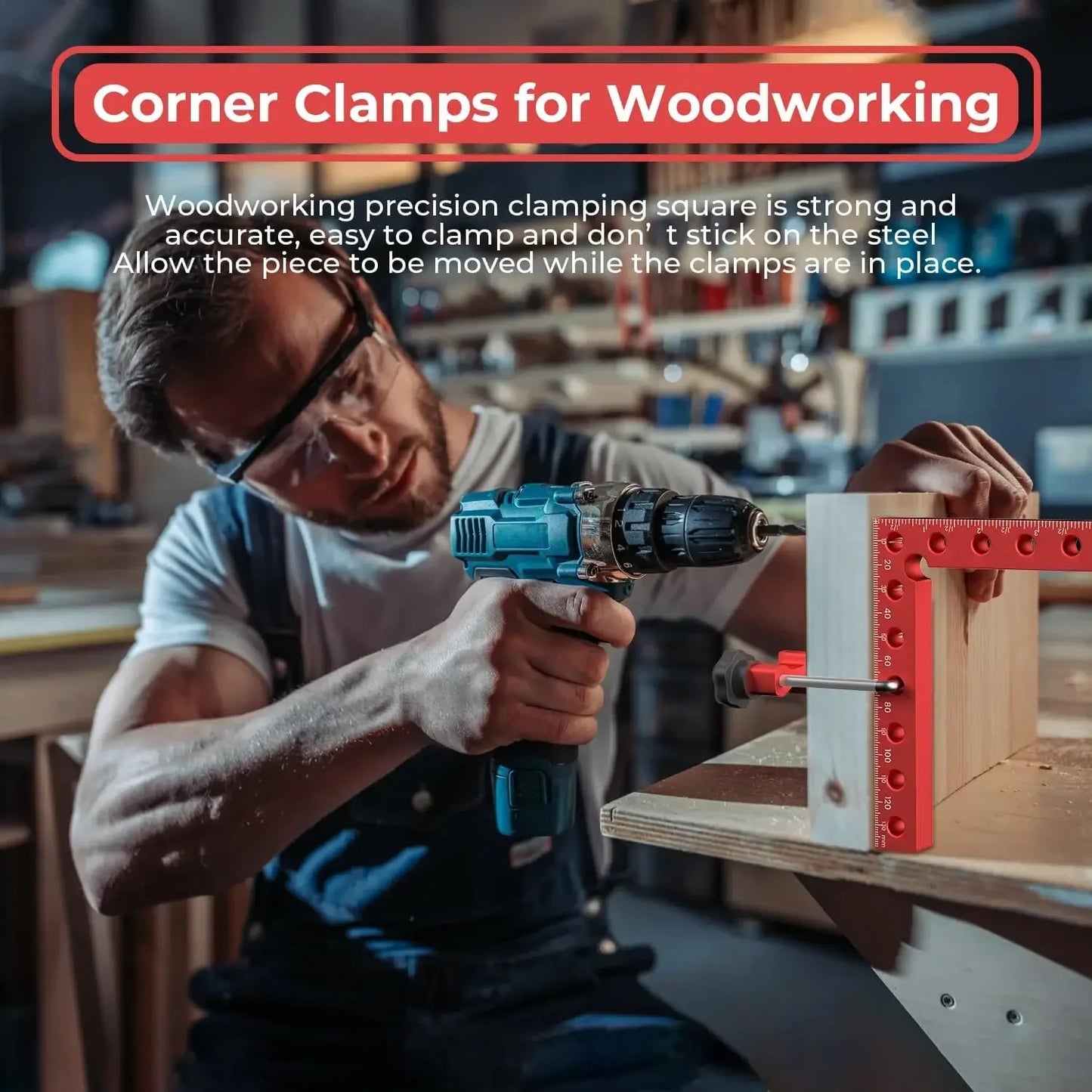 4Pack 5.5"x 5.5" 90° Corner Clamps, Aluminum Alloy Right Angle Clamps for Woodworking, Picture Frames, Cabinets