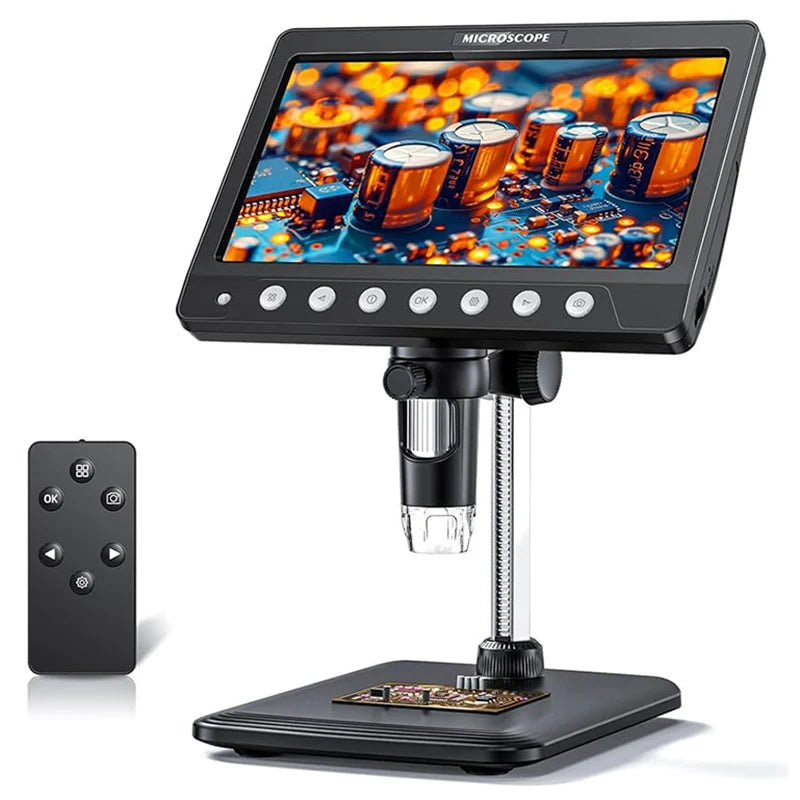 Portable 7 Inch IPS Digital Microscope 1200X Magnification HD USB Professional Electron Microscope for Phone Soldering Repair Tool