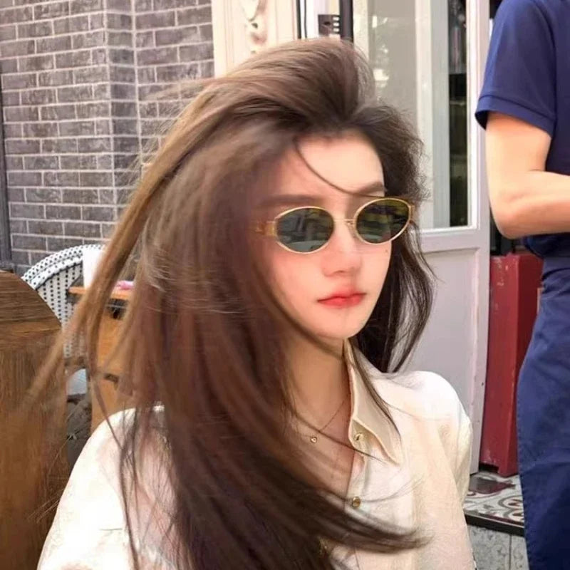 1Pair UV400 Personalized Sunglasses Unisex Vintage Classic Oval Luxury Metal Frame Sun Glasses Goggles for Fishing Cycling Shade