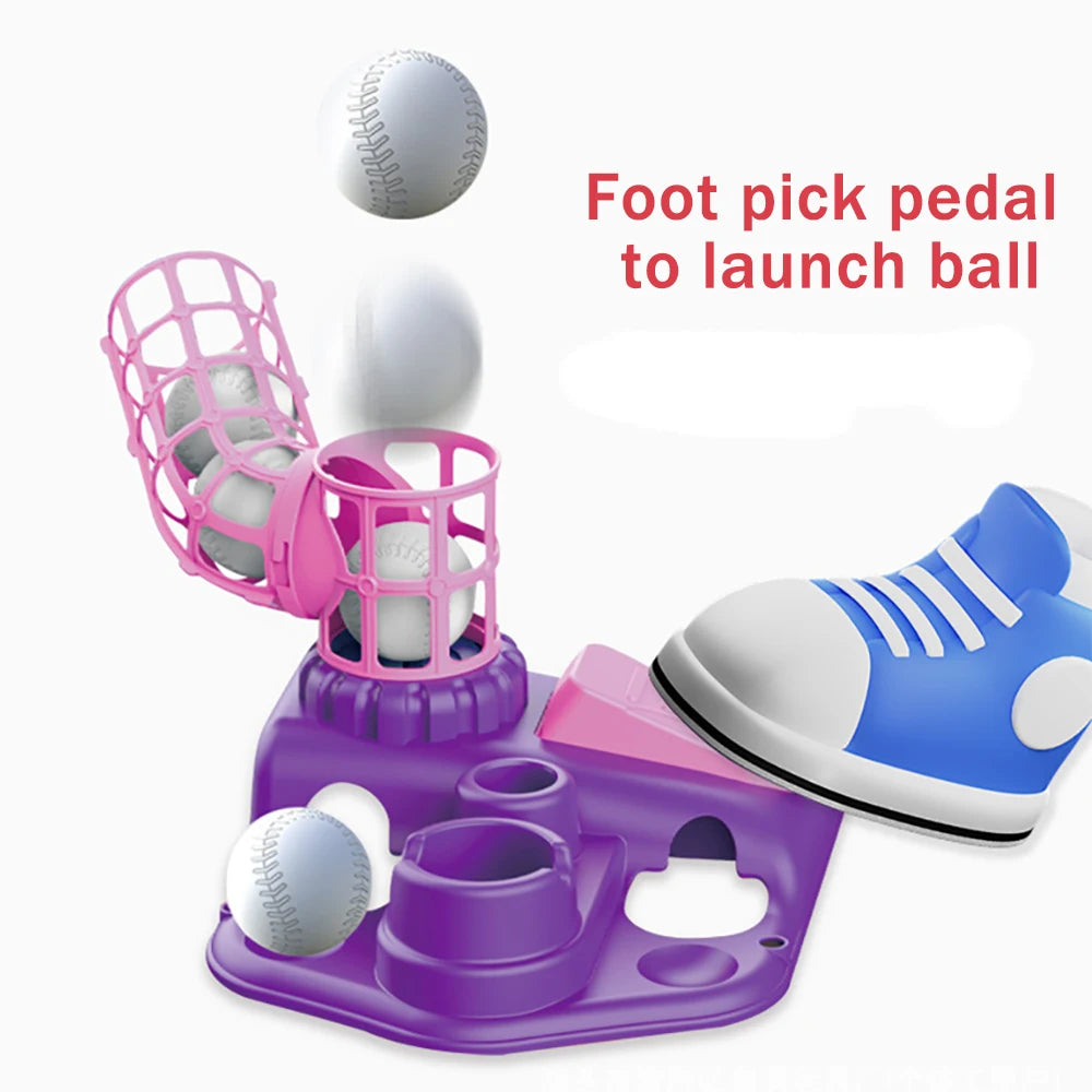 Softball Ball Machine Toy Training Foot Step Automatic Ejection Service Practice Sports Set Parent-Child Interactive Game Toy
