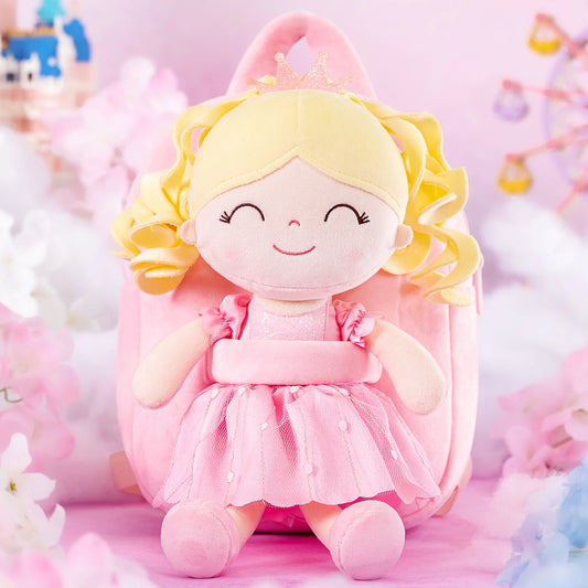 9 inches Girls Backpacks Plush Princess Dolls Backpack Baby Girls PurPle Frist Birthday Gift for Little Girls