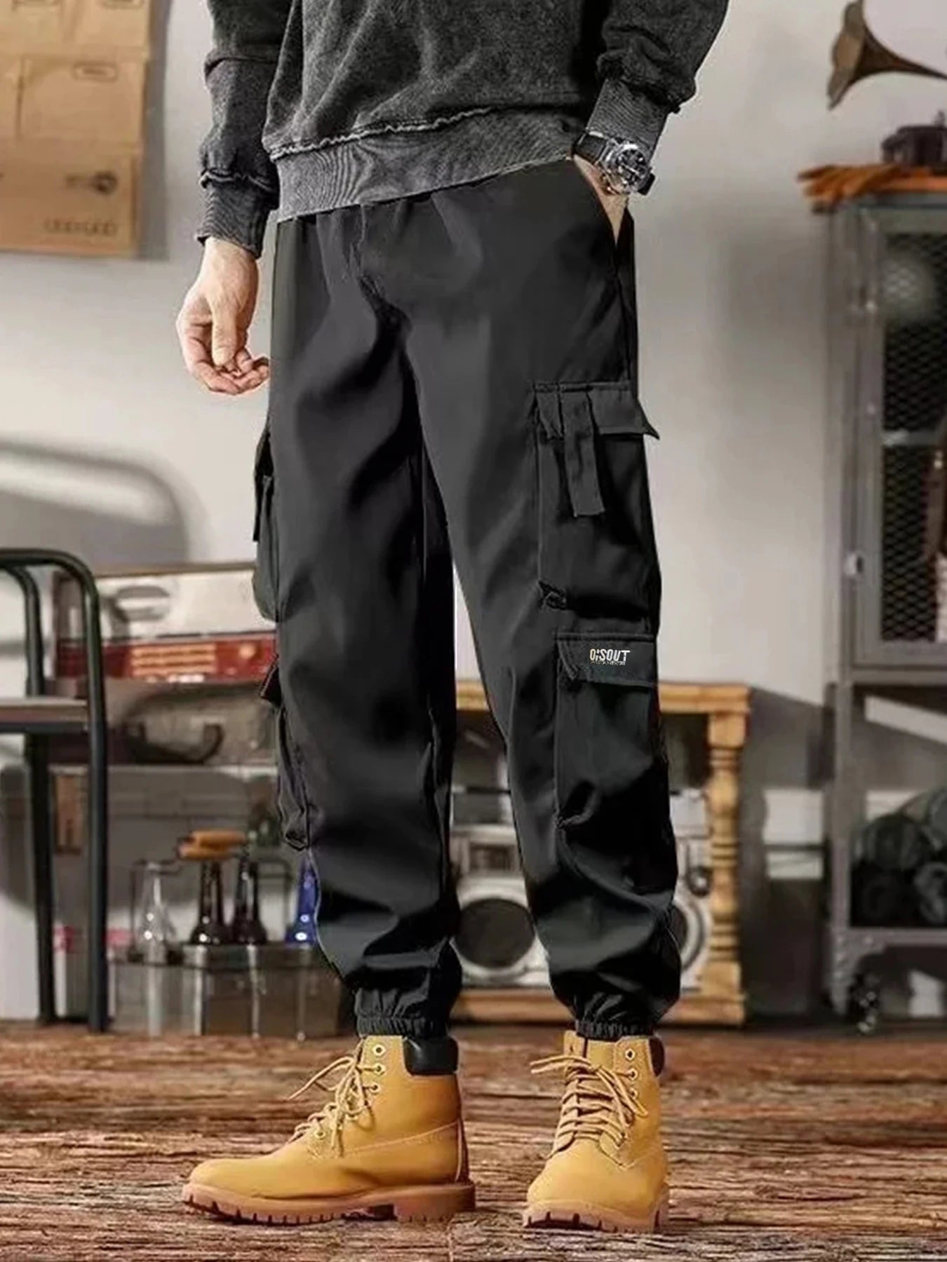 Functional work pants men's 2025 summer outdoor quick drying casual pants loose oversized straight leg pants American style