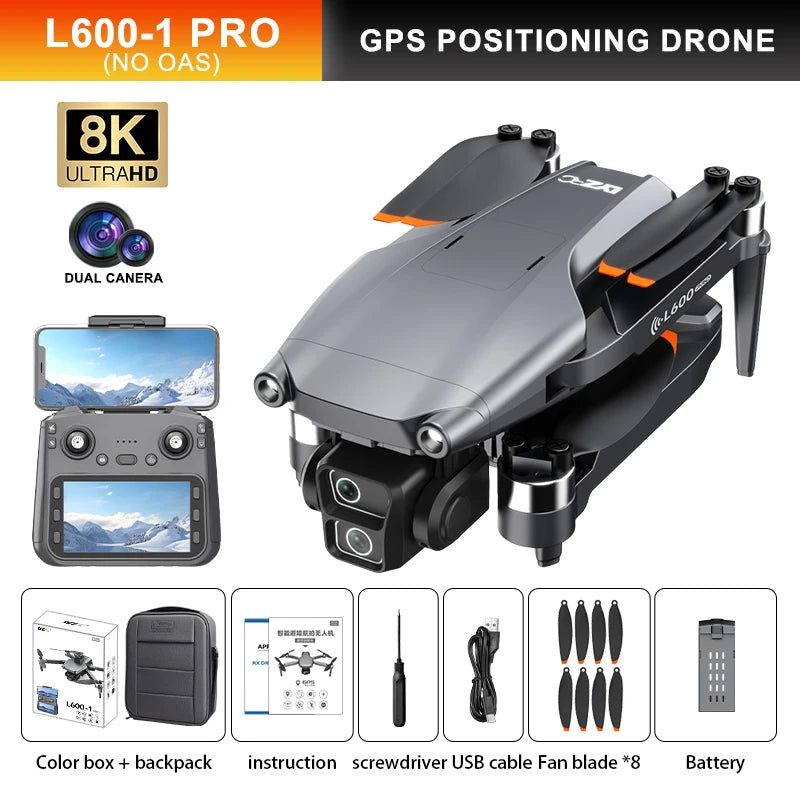 L600-1 PRO MAX RC Drone 8K Professinal With Wide Angle HD Camera WIFI 360°Obstacle Avoidance Foldable Helicopter WIFI FPV Drones