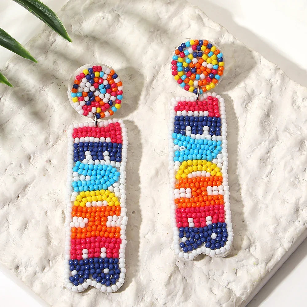 AENSOA Bohemian Starfish Lobster Conch Seed Bead Drop Earrings for Women Handmade Ocean Animal Earrings Summer Beach Jewelry