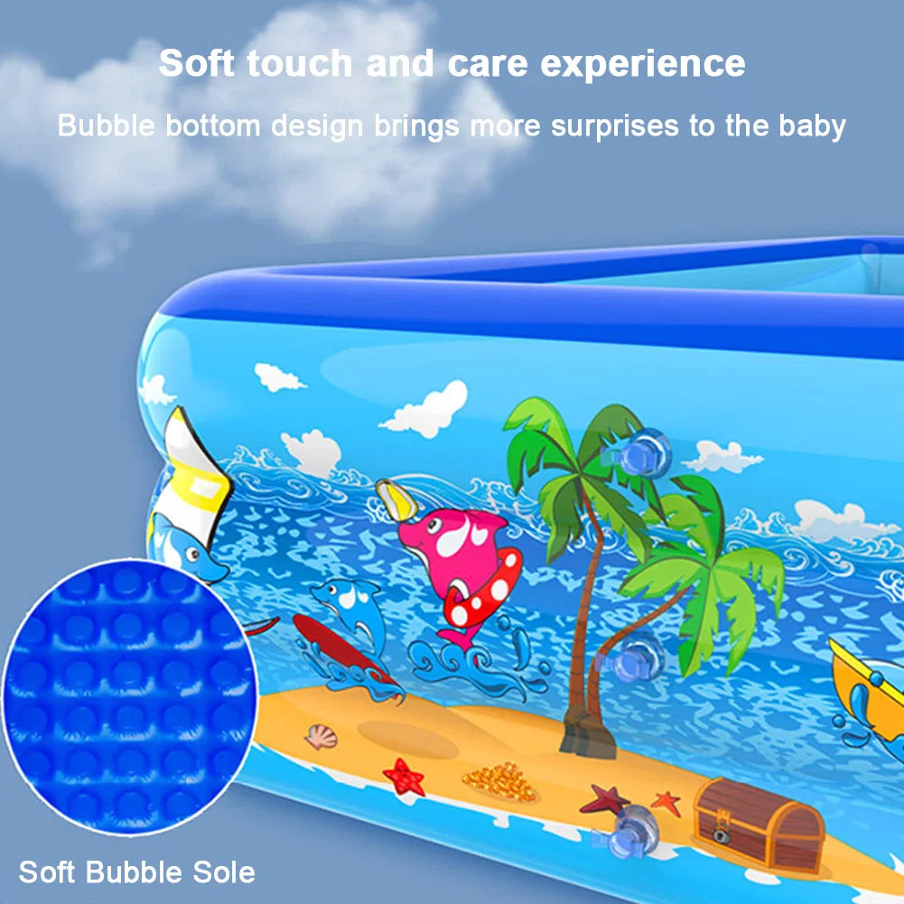 Framed Swimming Pool PVC Baby Bath Bathtub Cartoon Pattern Thickening Swimming Pool for Summer Outdoor Indoor