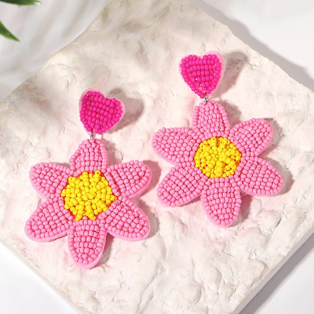 AENSOA Bohemian Starfish Seed Bead Drop Earrings Women