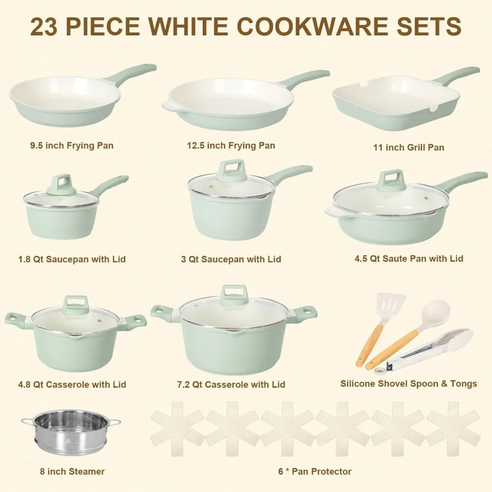 23 Piece Non Stick Cookware Set Pots Pans Lids Oven Safe