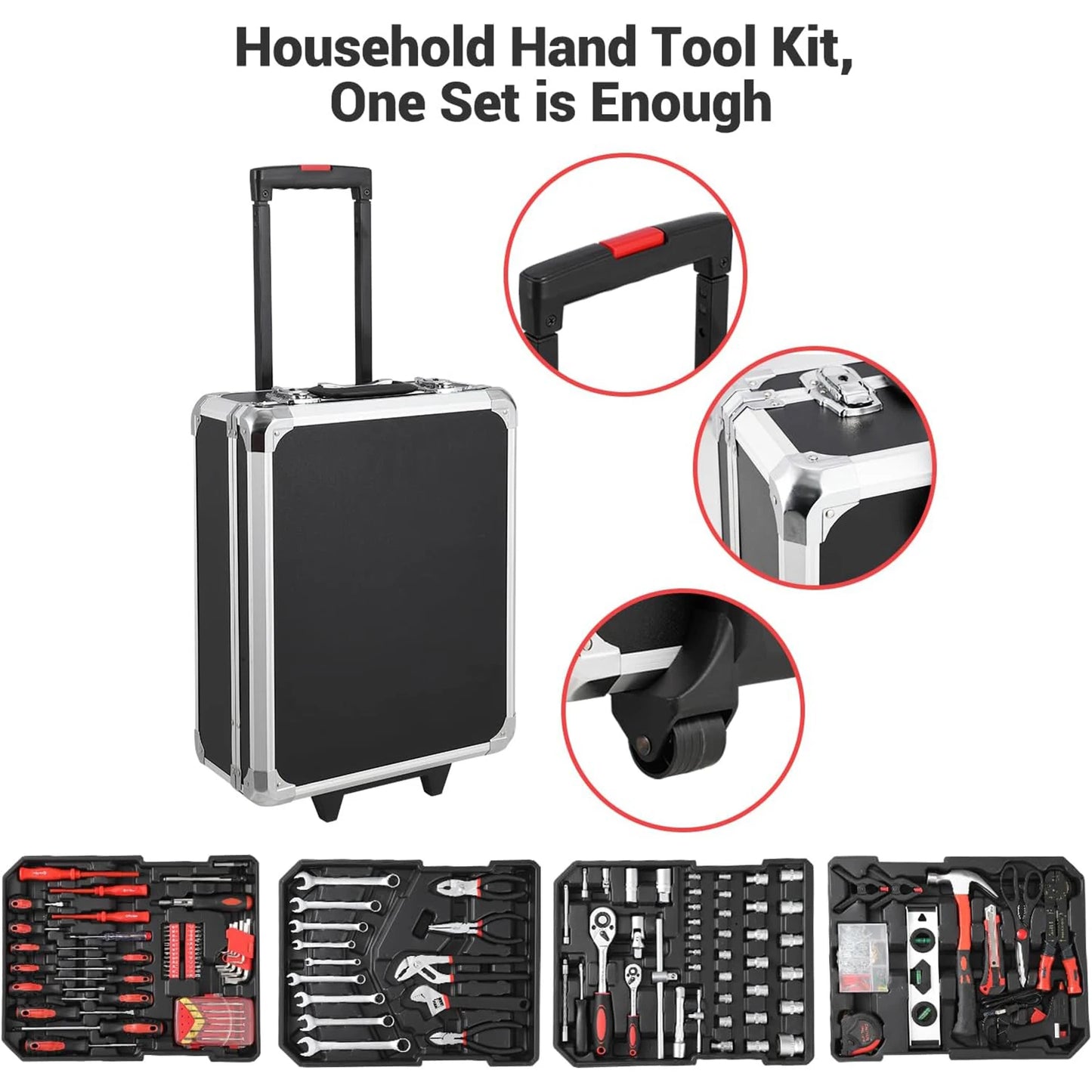 800PCS Mechanic Tool Set, Household Tool Kit with Rolling Tool Box, Complete Hand Tool Set For Home Auto Repair And DIY Projects