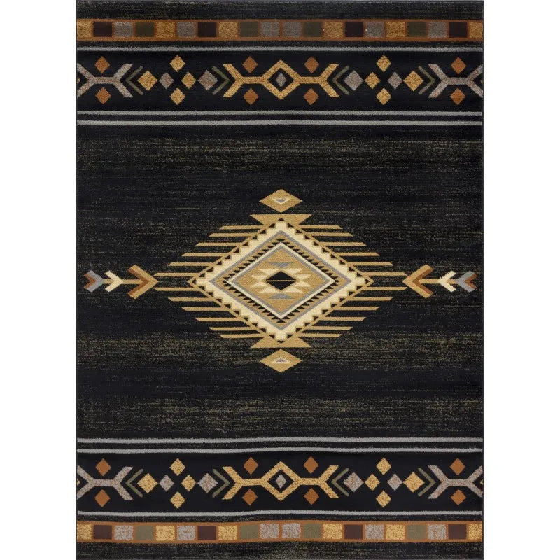 Tribes GC_YLS4001 Black 5 ft. 3 in. x 7 ft. 3 in. Southwest Area Rug