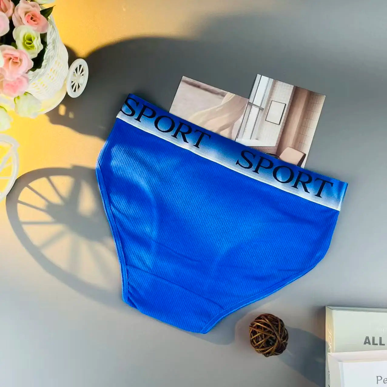 15pcs women's panties with high waistline shaping ‘SPORT’ print breathable lingerie for plus-size women