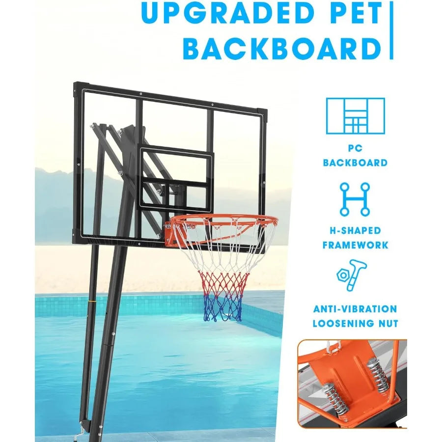 Portable Basketball Hoop Outdoor 6.9FT 10FT Adjustable Basketball Hoop for and Adults in Outdoor Indoor with Sturdy PE Base and