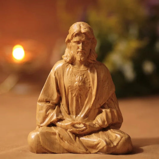 Sacred Heart of Jesus Christ Statue, in Contemplation Statue Holy Figurine Religious Catholic Entryway Decor Gifts