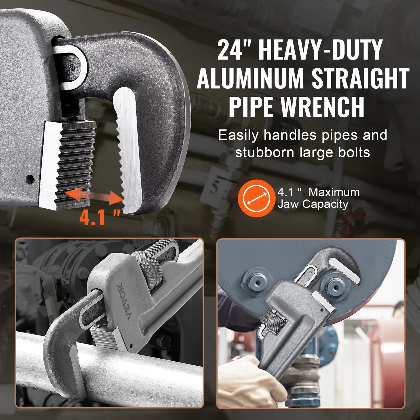 SucceBuy Pipe Wrench Aluminum Straight Pipe Wrench Adjustable Plumbing Wrench High Strength Jaw & Ergonomic Handle Automotive