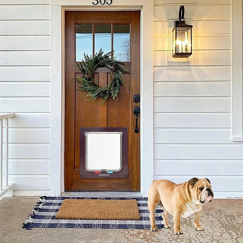 Puppy Kitten Safety In&out Pet Door with 4 Way Security Lock Dog Cat Flap Door Cat Puppy Safety Gate Pet Doors and Sliding Door