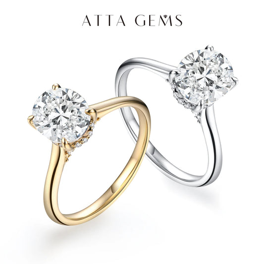 ATTAGEMS Oval cut 9*7mm2CT DVVS Moissanite Ring 925 Sterling Silver for Women Wedding Jewelry High Quality Shipping from the USA