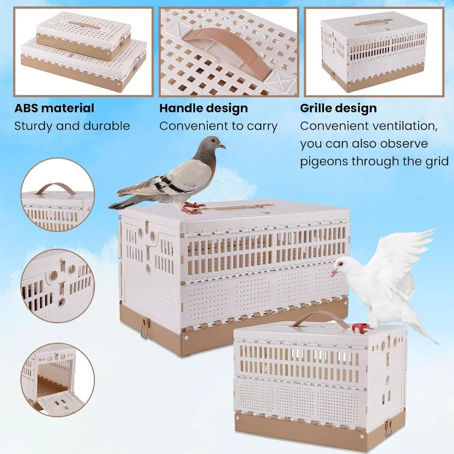 Plastic Foldable Pigeon Cage with Handle Portable Bird Travel Carrier Cage Pigeon Cage Pairing Cage Pigeon Nest Box Easy to Cle