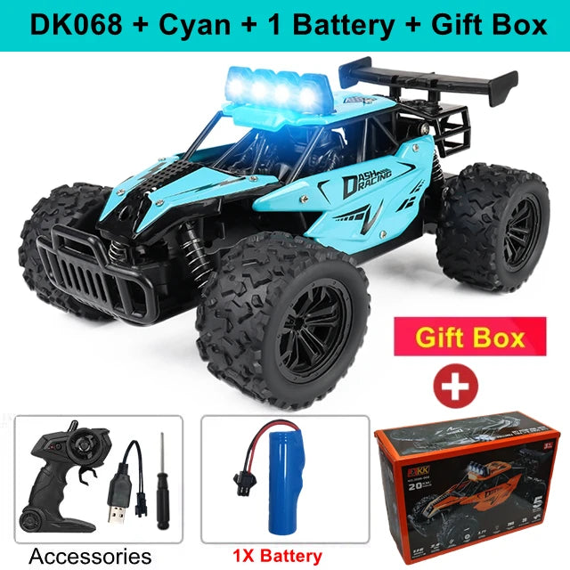 Remote Control Car RC Drift Racing 1:16 Vehicle Off Road Alloy 2.4G Radio High-Speed Trucks With LED Light Climbing Gift Kid Toy