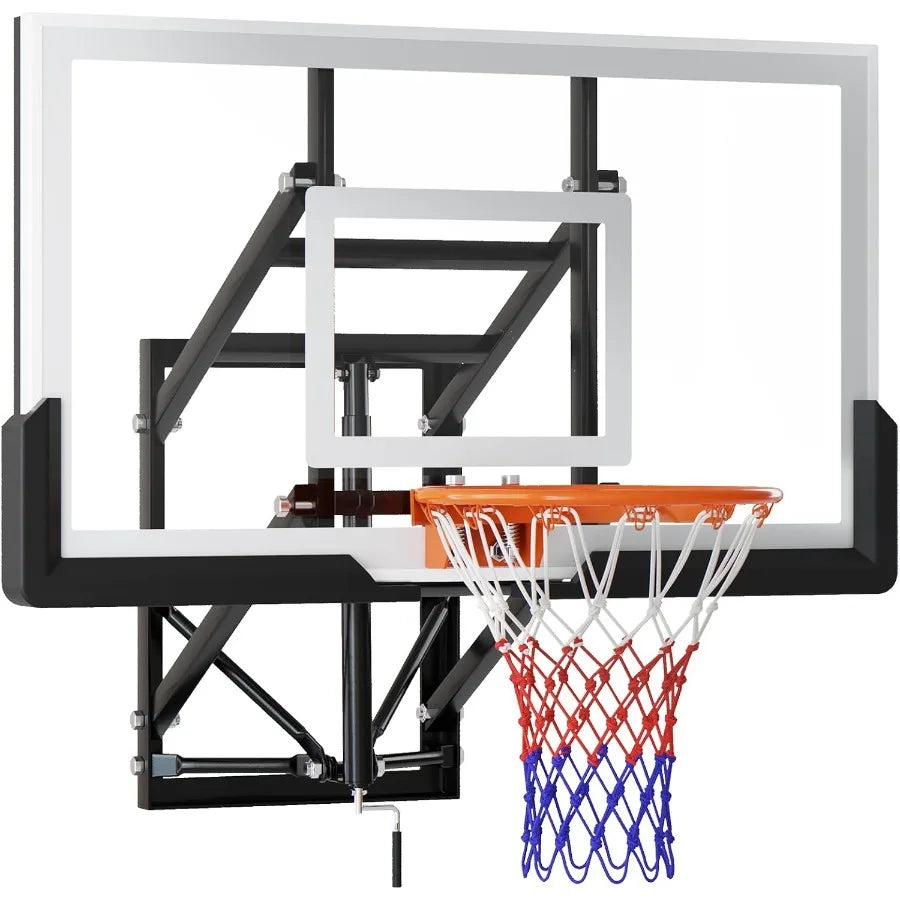 54 Inch Wall Mounted Basketball Backboard AdjustableHeight Backboard and Rim Combo for Outdoor Use Designed to Fit Most Slantin