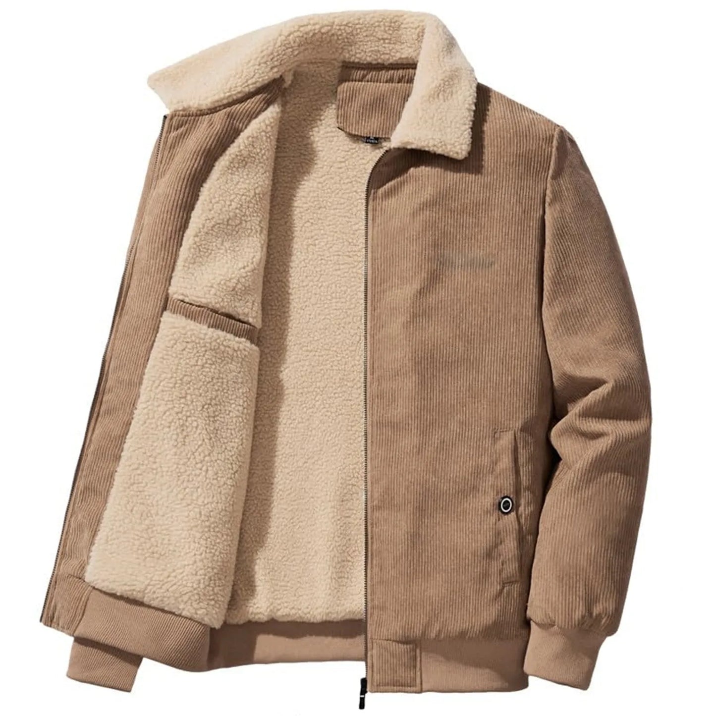 Male Cotton Jackets Padded Warm Loose Parka Coat Corduroy Short Jacket Man Solid Zip Windbreaker Winter Men's Fleece Jacket