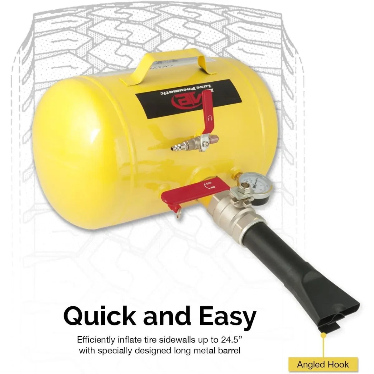 5 Gallon Pneumatic Tire Bead Sealant and Bead Sealer, 145 PSI Max Pressure, Bead Blaster, Easy to Read