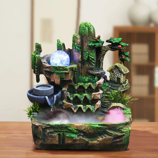 Rockery Water Fountain with Atomizer, Rotating Ice Crack Ball, Relaxing Effect, Ideal Gift for Home Decor and Well-being