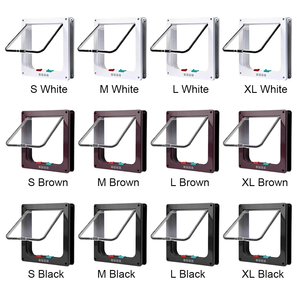 Cat Dogs Flap Doors Puppy Kitten Safety In&out Pet Door with 4 Way Security Lock Dog Cat Kitten Flap Door Weatherproof Cat Flap