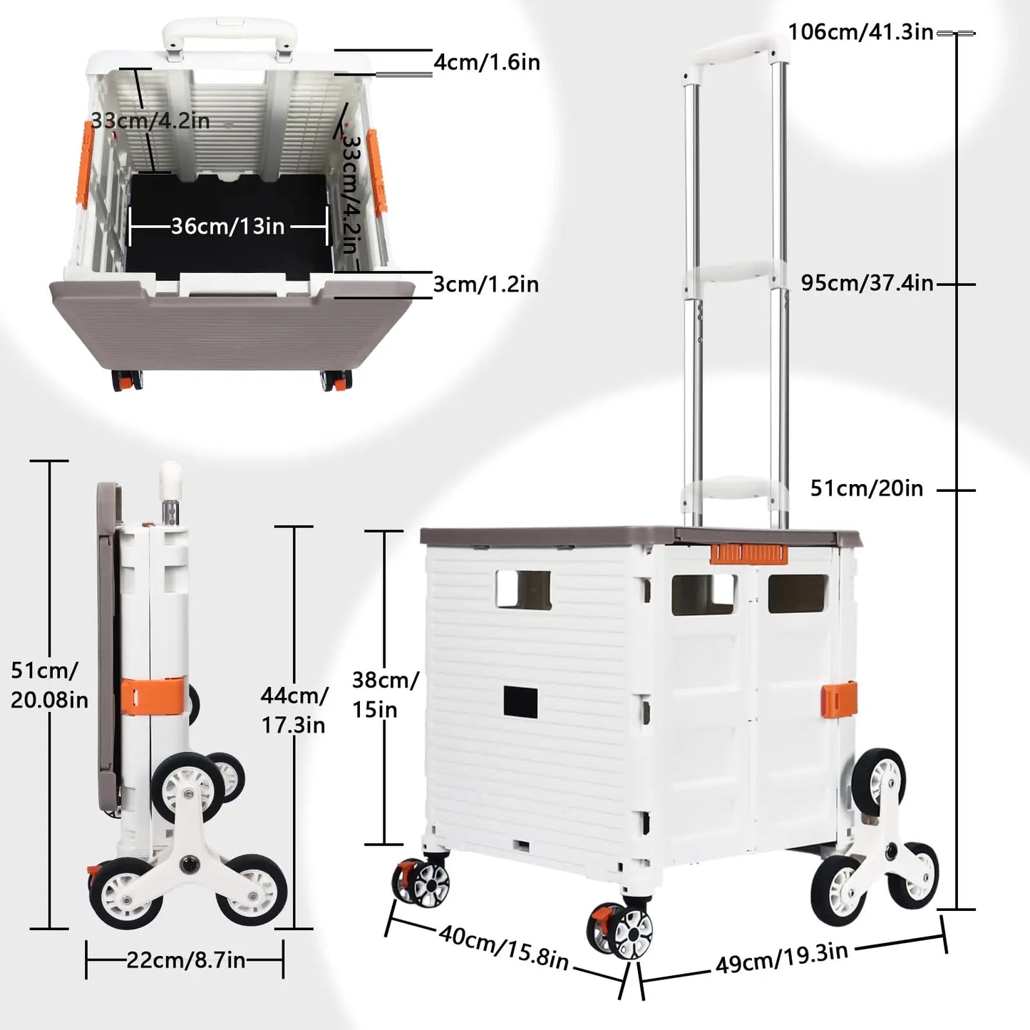 SELORSS Large Capacity Foldable Utility Cart Outdoor Portable Shopping Carts Vegetable Basket Cart for Camping Shopping Storage