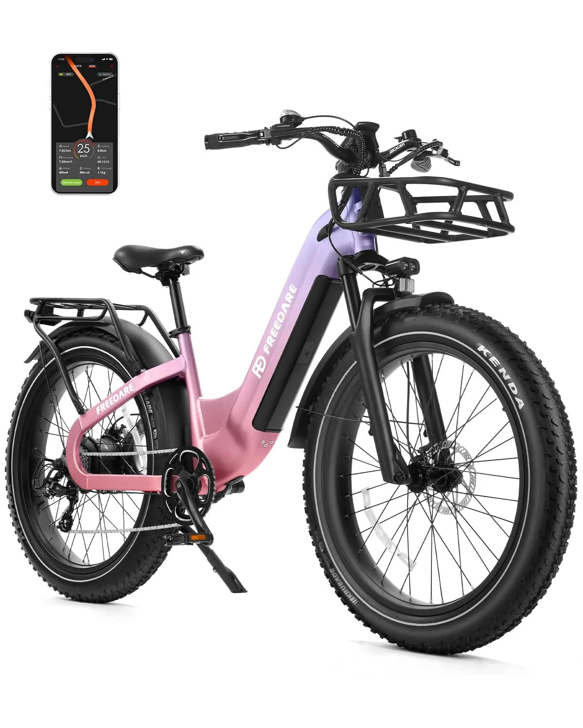 Smart Electric Mountain bike 48V 1000W (Peak W) Motor e dirt bike 26"*4.0" Ebike Adult motor Electric Bicycle with Basket