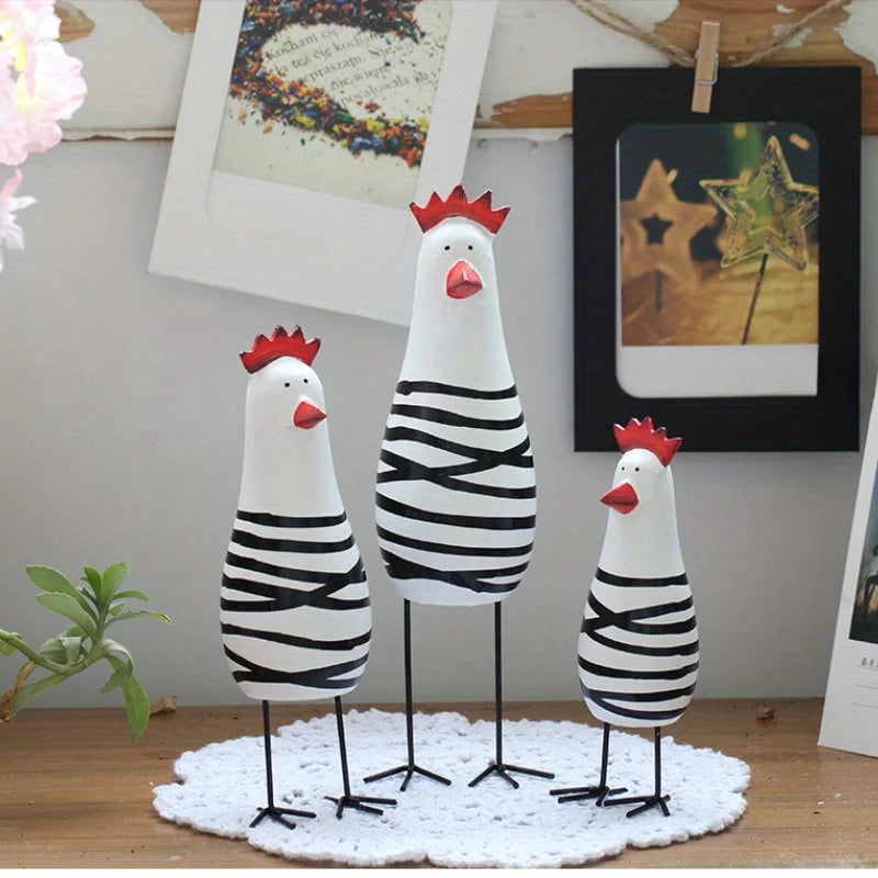 3 件装 Wooden Ornaments Wooden Crafts Carved Wooden Ornaments Chicken Family 3 件 Desktop Ornaments Indoor Decoration