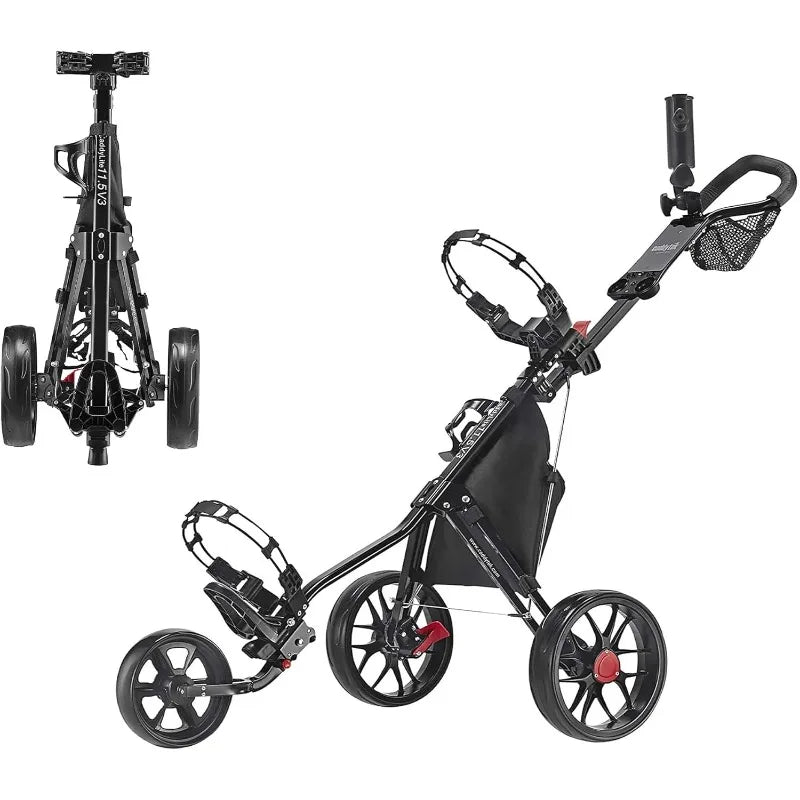 CaddyTek CaddyLite 11.5 Version 3 Golf Push Cart – 3-Wheel, SuperLite Deluxe, Lightweight, Easy to Fold, Compact & Portable