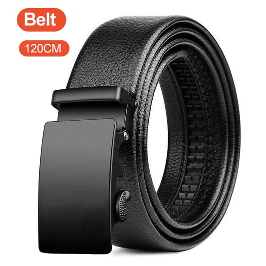 Business Men's Belt Metal Automatic Buckle Work Belt High Quality Men 120cm Leather Belt Business