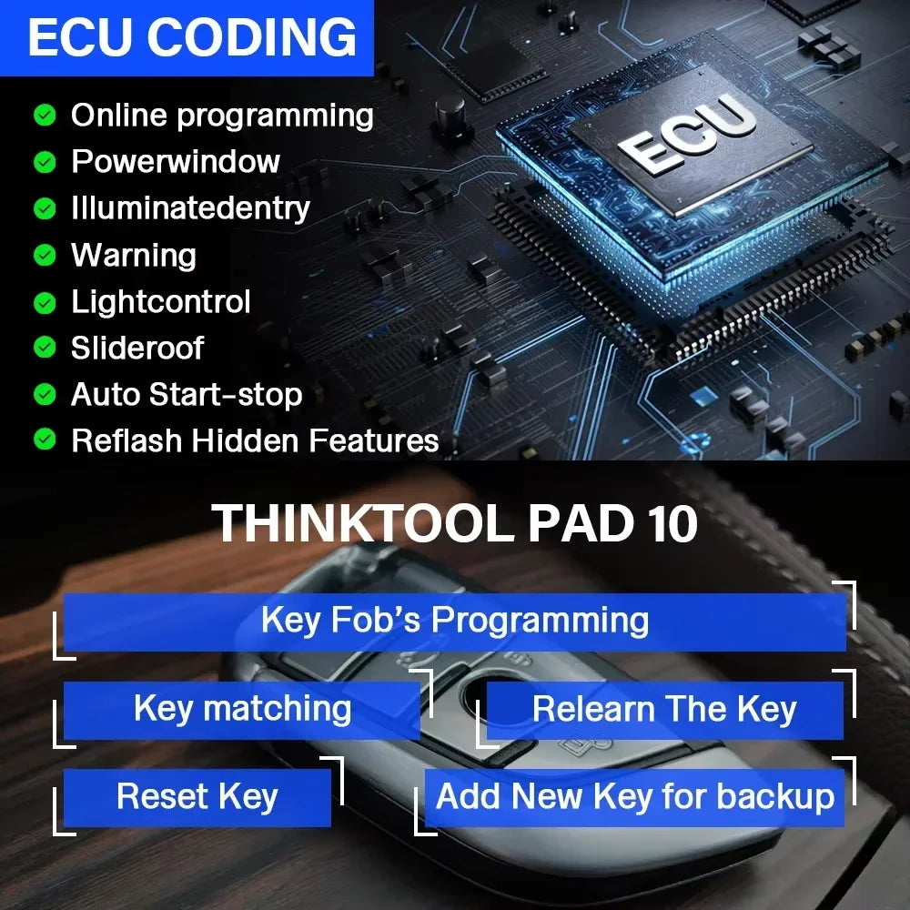 THINKCAR THINKTOOL PAD 10 OBD2 Automotive Scanner All System IMMO 34 Reset Bi-directional ECU Coding OBD 2 Car Diagnostic Tools