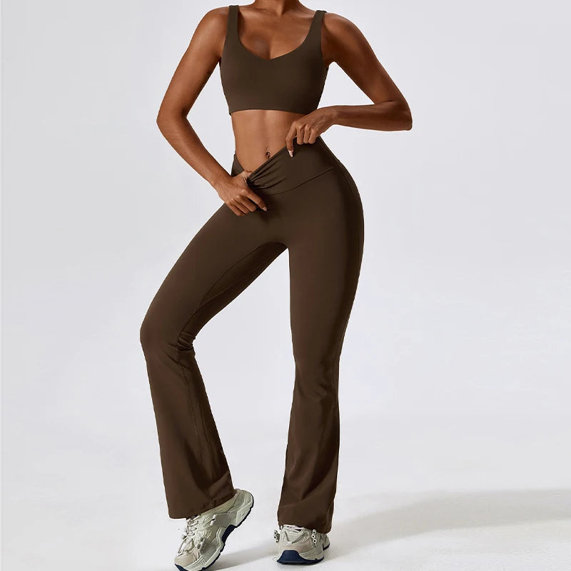 Naked Feeling Stretch Women Shockproof Workout Yoga Clothing Suit Running Quick Dry Tight Yoga Clothing Female Gym Workout Sets