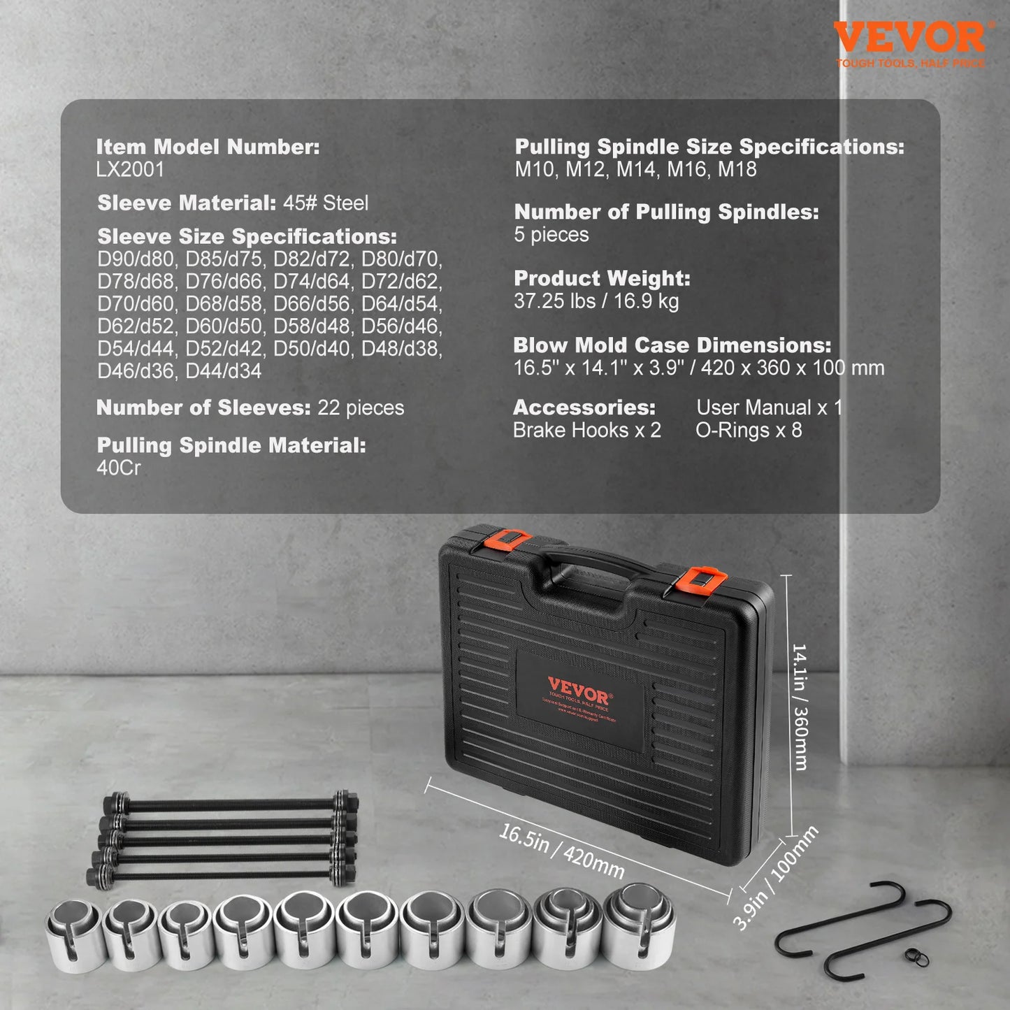 SucceBuy 26 PCS Pull Press Sleeve Kit Steel Bush Bearing Removal Installation Set Bush Removal Insertion Sleeve Tools with Case
